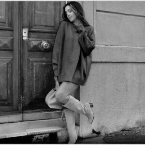 Zara Wool Alpaca Blend Oversized Soft Knit Sweater Dark Grey Charcoal Size Large